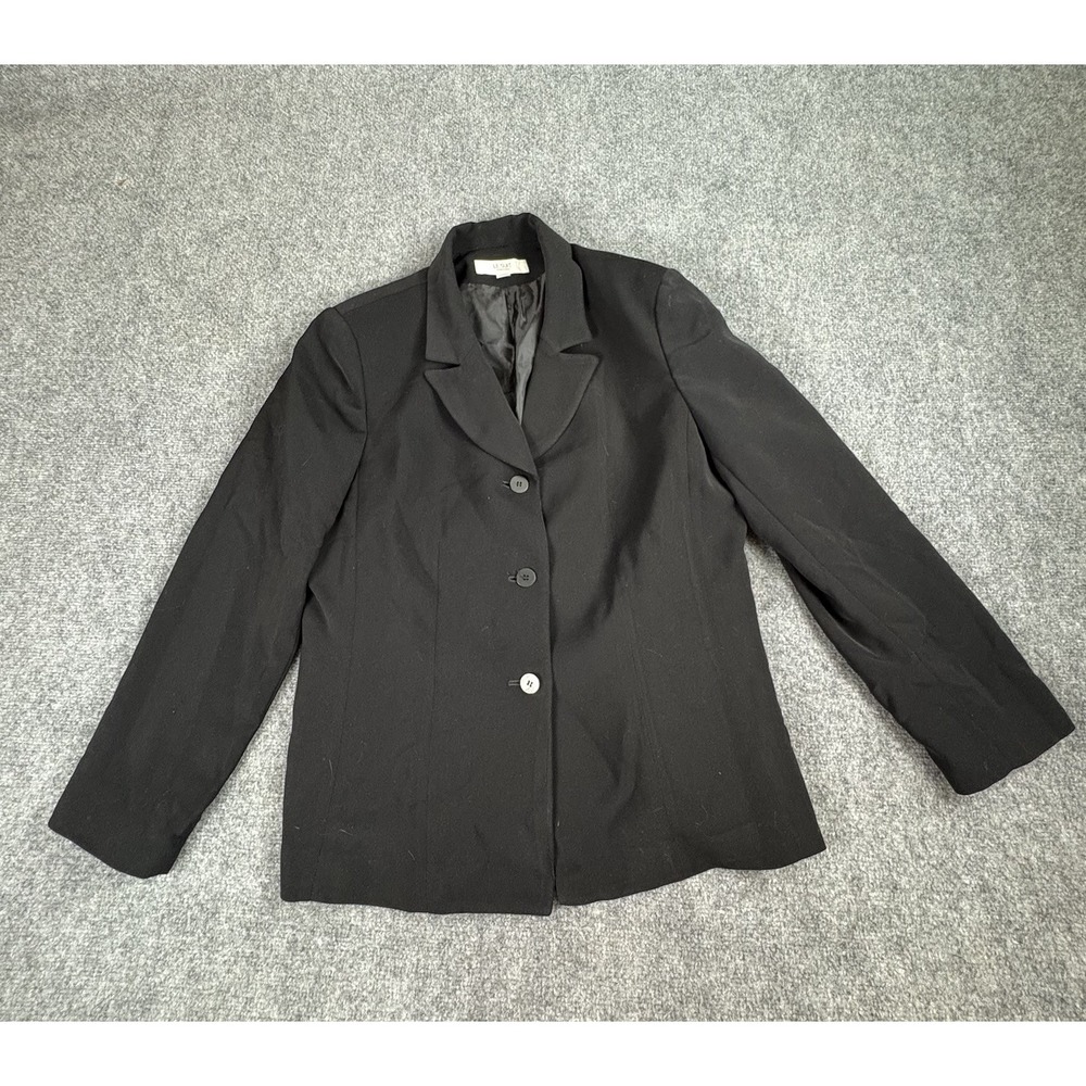 Le Suit Essentials Blazer Jacket Women 14 Black Classic Career Minimalist Preppy